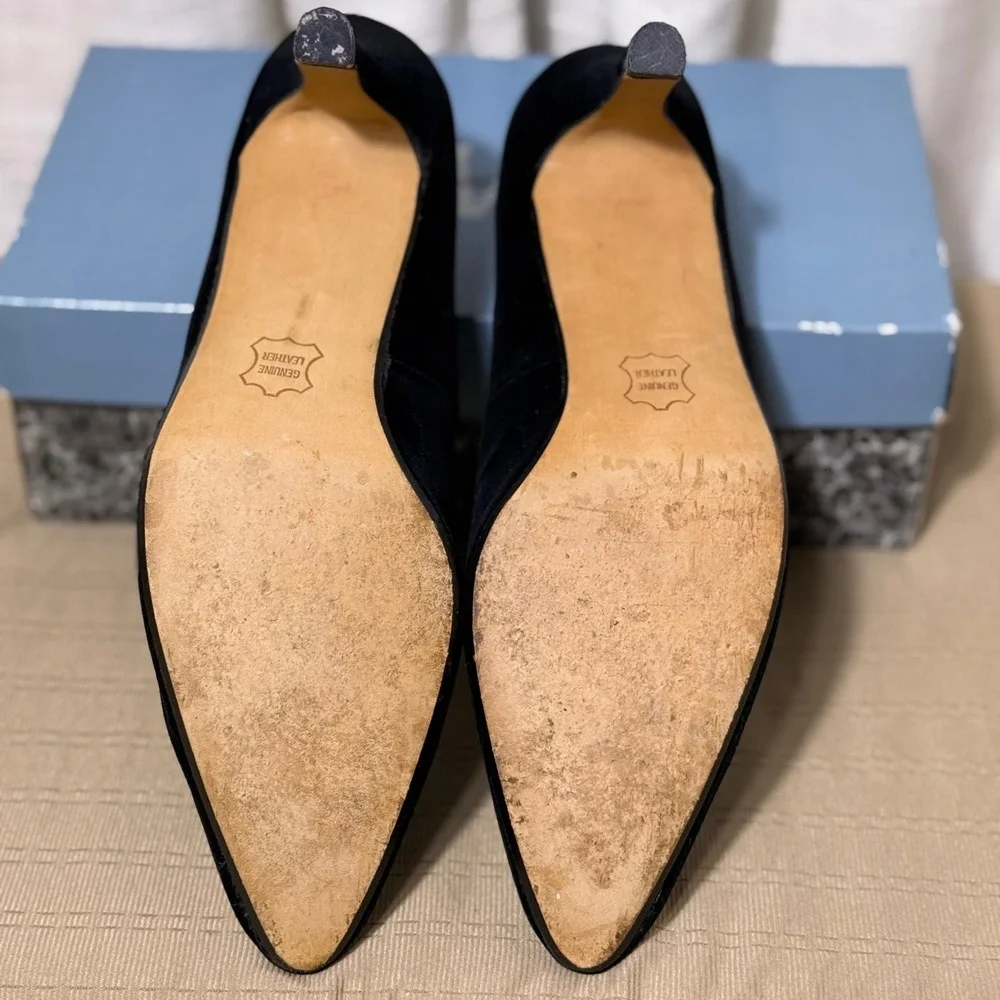 Misha Bergmann Black‎ Velvet Pointed Toe Heels Evening Cocktail Career Size 10